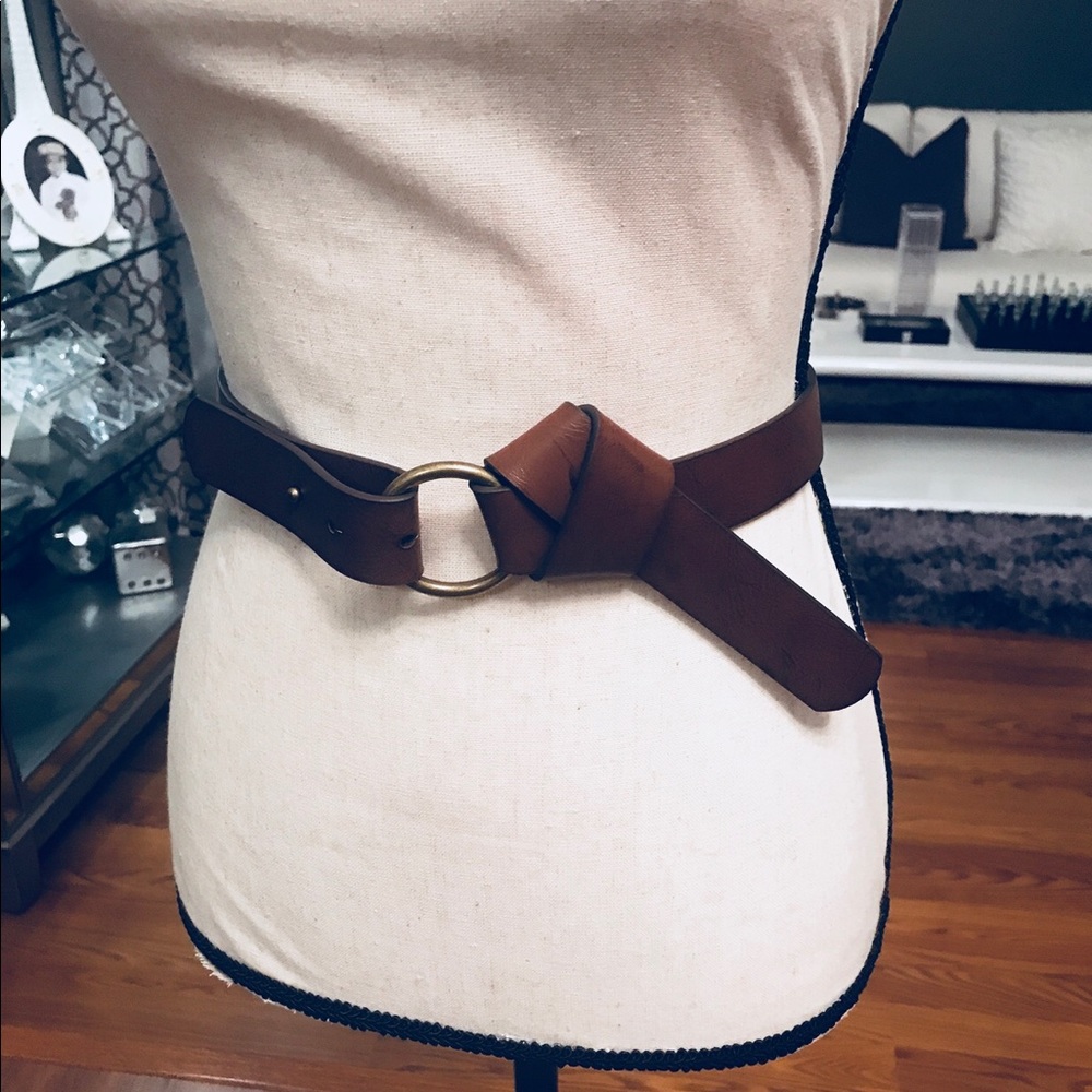 Style & Co Brown Leather Knot Ring Belt - Picture 6 of 6